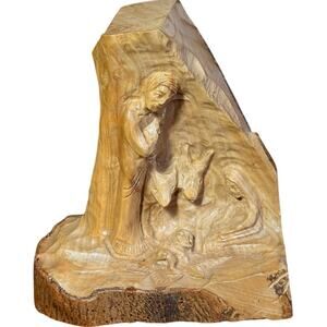 Hand-Carved Olive Wood Nativity Scene Bethlehem Sculpture Christmas Holy Land